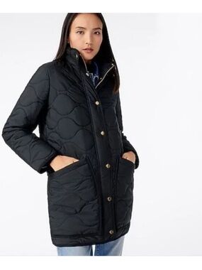 J. Crew Quilted Cocoon Signature Puffer Coat Burnt Orange